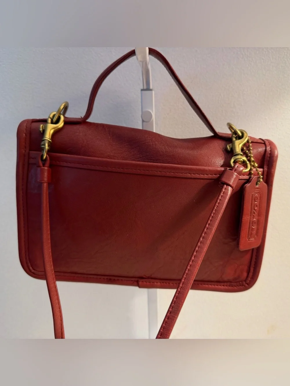 Coach highly sought vintage 9924 red “Casino Bag” leather crossbody.